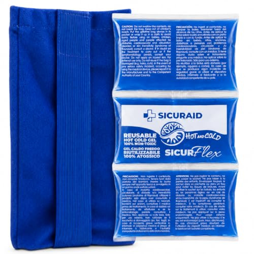 SicurAID Ghiaccio Gel Riutilizzabile Caldo Freddo 1 Pezzo Flex + 1 Sacca | Borsa ghiaccio per ginocchio, caviglia e gomito, adatta al recupero sportivo e alle zone articolari, Made in Italy