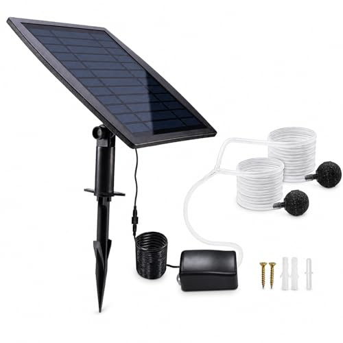 Solar Powered Air Pump,2W Plug-in Solar Powered Oxygenator Aerator Air Pump,3 Working Modes Water Oxygen Pump for Outdoor Pool Pond Fish Tank Garden