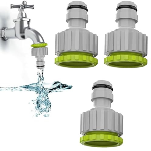 Gardena - Set di 3 connettori per rubinetto da 1/2 pollici, in plastica, adattatore per tubo flessibile, 2 in 1, collegamento per tubo