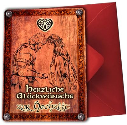 TinyTami Mittelalter Hochzeitskarte Glückwunsch zur Vermählung und Hochzeit Ritter und Lady mit Kuvert