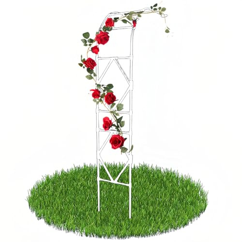 Arche de jardin en métal blanc pour plantes grimpantes, résistante aux intempéries, tonnelle de jardin extérieure, 90 x 240 cm, décoration élégante pour jardins et patios