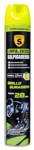 SPSIL Limpiador y Abrillantador para Salpicaderos de Coche - Protección UV 28 Días - Tratamiento Antipolvo para Plásticos, Vinilos y Cuero Interior Limon 450ML