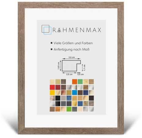 Morena MDF Rahmen für Bild 27x35cm Raucheiche mit Acrylglas | zum Aufhängen Hoch- und Querformat/Maßanfertigung möglich/Puzzle Rahmen/mit 1mm Antireflex Acrylglas