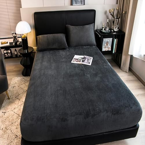 Coprimaterasso di lusso in morbido e caldo peluche, soffice e soffice biancheria da letto invernale for letto singolo, matrimoniale, queen e king size.(C,200 * 220cm)