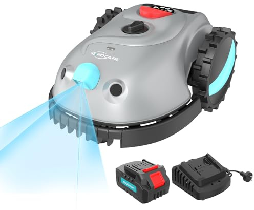 YARDCARE V100 Robot Tagliaerba Senza Filo Perimetrale, Navigazione Visiva, Evita gli Ostacoli(150 tipi), Robot Tosaerba a Batteria da 4,0 Ah con Lama di Ricambio, Adatto a Piccoli Giardini