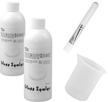 BOOWAN NICOLE Akrylglansförsegling/lack, luktfri, livsmedelssäker, värmebeständig, färgbeständig, vattentät lack för betong, gips, hantverk, ljusglas, lera, inklusive borste och SIL (ST55)
