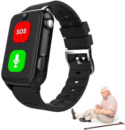 Braccialetto di emergenza con rilevamento di caduta con pulsante SOS, fotocamera, monitoraggio GPS e cardiofrequenzimetro, per anziani e esigenze speciali di sicurezza