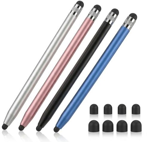 Touchscreen Stift,4er-Pack Tablet Stift FüR Alle Tablets EnthäLt 8 Ersatz-Gummispitzen,2-In-1 Handy Stift Kompatibel Mit Allen Smartphones Touch Pen Kompatibel Mit Samsung/Ipad/Android/Ios