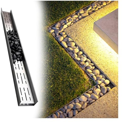 Canaletta Scolo Acqua Piovana Canale di Scarico Stretto in Acciaio Inossidabile 304,Filtri Lineari for Grondaie for Terrazza da Giardino,Fattoria,Drenaggio Della Trincea(H5*W10CM/H1.97*W3.94IN)