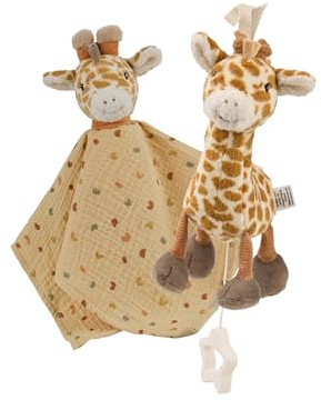 Sterntaler Multipack Spielwaren Giraffe Kaya Set, Spieluhr S und Schmusetuch L, weiches Baby Geschenkset zum Kuscheln und Einschlafen, Goldbraun, 40×7×9 cm