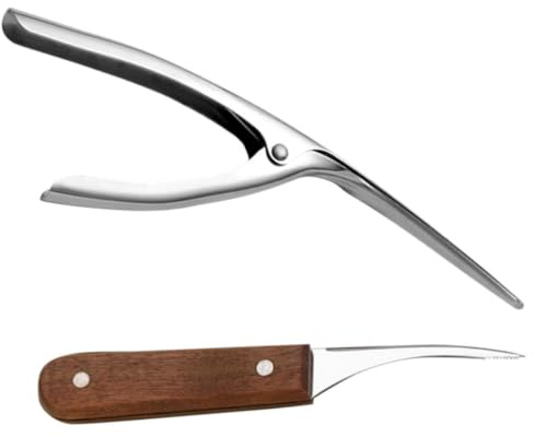 LALAFINA Sgusciatore per Gamberi Utensile Pratico Design a Becco Set 2 Pezzi in Acciaio Inossidabile per Rimuovere Gusci di Crostacei Colore Casuale in Cucina e Casa