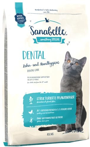 SanaBelle Dental | Katzentrockenfutter für ausgewachsene Katzen zur Zahnreinigung und Gebisspflege | 6 x 400 g