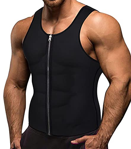 Memoryee Hombre Sauna Chaleco Deportivo Neopreno Entrenamiento Body Shaper Traje Entrenador Cintura Fitness Cremallera Camiseta Sin Mangas