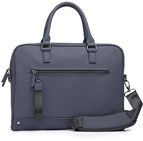 The Friendly Swede - Bolsa para Laptop Minimalista con Correa para el Hombro, Maletín para Ordenador Portátil de 13, Bolsa de Negocios fina, PU Vegano - VRETA (Azul)