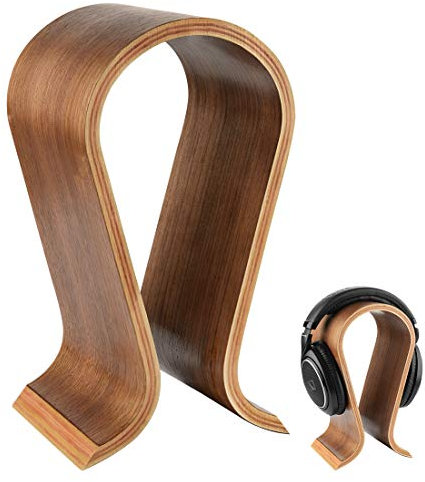 Linkidea Wooden Omega Headphones Stand/Wooden Headphone Hanger/Wood Headset Holder/Omega Earphone Desk Display Hanger - Wooden Headsets Walnut Finish