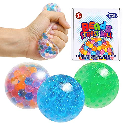 ZaxiDeel Antistressball 3 STK. Knautschball für Kinder und Erwachsene - Stressball zum Kneten, Knetball für Hände Therapie (Grün-Blau-Bunte)