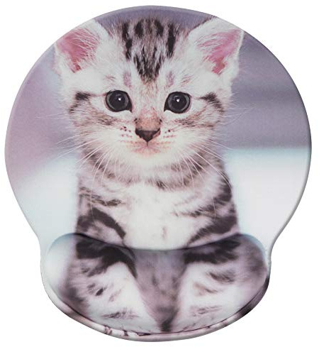 Jahosin Tapis de Souris avec Repose-Poignet,Repose-Poignet Ergonomique Noir Pur, Coussin de Poignet antidérapant Confortable en Mousse à mémoire de Forme pour Ordinateur et bureau-25x23 cutecat