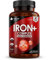 Gentle Iron Tablets Complex -Enriched with B12 & Vitamin C - Iron Supplements for Woman and Men - Ferrous Fumarate Energy Tablets Reduction in Tiredness and Fatigue (6 Months Supply) High Strength