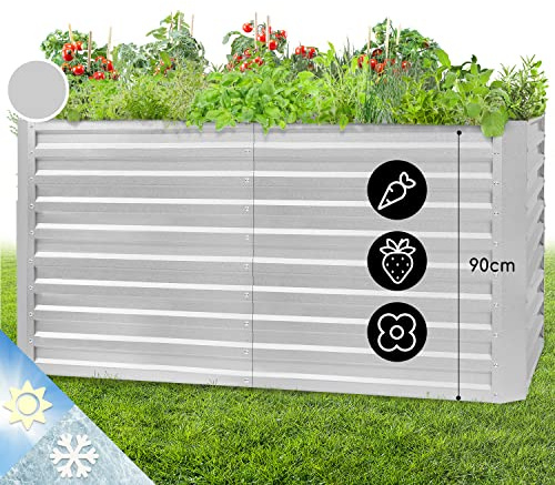 blumfeldt Aiuola Rialzata in Metallo da Giardino, Fioriera da Esterno per Erbe, Fiori, Frutta e Verdura, Kit Cassone di Coltivazione in Acciaio 1800L, Resistente alle Intemperie e Antiruggine, 2m