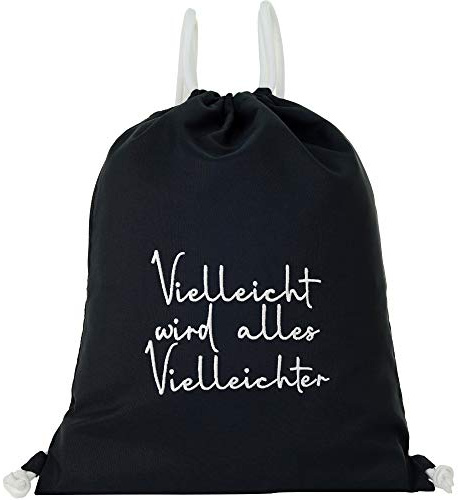 EXPRESS-STICKEREI Turnbeutel Lebenseinstellung Spruch | Beutel schwarz wasserdicht Rucksack lustige Beuteltasche Gym Bag Sportbeutel Männer Gymbag Beutel Rucksack bestickt | Geschenk für Männer