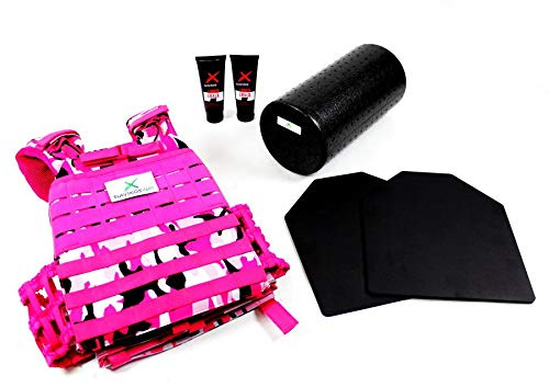 Gewichtsweste Pink Camo Frauen SLAVIKOSWAY Training 7,1kg inkl Platten Calisthenics Ninja Kraftsport inkl 2x Liquid Chalk + 1x Faszienrolle