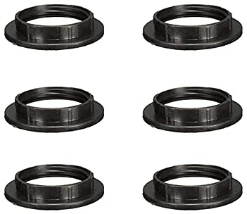 E14 Lamp Shade Collar Ring,6pcs E14 Plastic Screw Bulbs Lamp Holder Twist Lock Socket Replacement Ring (28mm Inner, Black)
