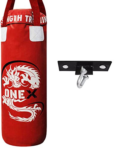 ONEX Punch Bag Set Kids 3ft Heavy Filled with Ceiling Hook and Holding Support punching fitness equipment Bags for indoor or outdoor training Bag (3ft Red+Hook)