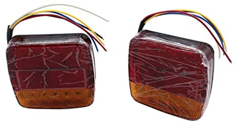 1 Pair Left & Right Red & Yellow 12V Rear Stop LED Lights 26 LED beads Tail Brake Indicator Lamp Universal Fits for Trailer Truck Tipper Van Mowers