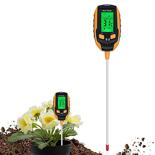 Mcbazel Misuratore del Suolo Digitale 5 in 1 per Piante,Tester del Terreno con PH/Temperatura/umidità/Luce/umidità Ambientale, per Giardinaggio, Prato, Agricoltura e Piante da Esterno -S2