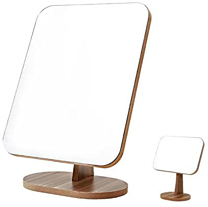 Hosoncovy Großer Tischspiegel aus Holz mit Ständer, Tischspiegel, rechteckig, Kosmetikspiegel, Kosmetikspiegel, Kosmetikspiegel, Handspiegel, Badezimmerspiegel, freistehender Spiegel