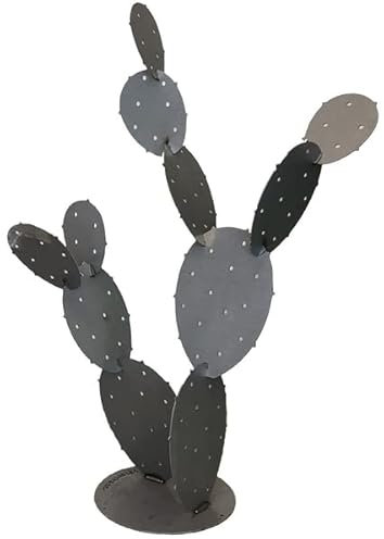 Planchaelec - Cactus Métal Figuier - Décoration Extérieure - Jardin Ou Terrasse - À Fixer Au Sol - Made in France - Brut - 120cm