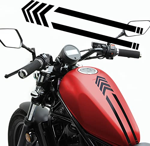 Adesivo Coperchio Serbatoio Carburante Moto, Adesivo a Strisce Freccia per il Corpo Della Motocicletta Decalcomanie Modificate Adesivi per la Maggior Parte dei Tipi di Moto,Nero