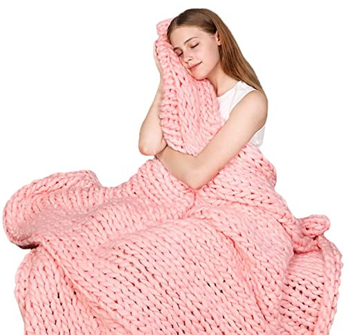 MHUQIA Grobstrick Decke 200x200cm, Handgefertigt Strickdecke Grob Kuscheldecke Wolldecke Strickdecke Tagesdecke üBerwurf Decke Zuhause Dekor Geschenk