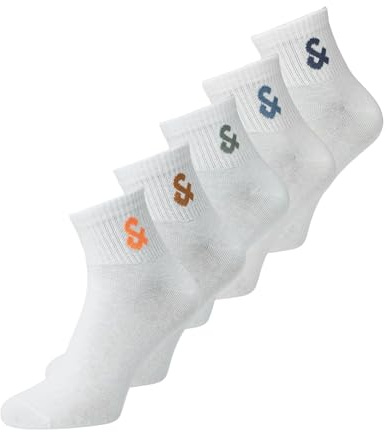 JACMIKE SHORT TENNIS SOCKS 5-pack, Vit/förpackning: vit – vit – vit – vit, One Size