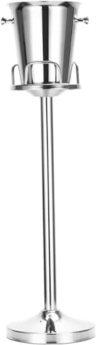 Champagne Bucket with Stand,Ice Bucket with Stand Stainless Steel Bucket Wine Chiller On Stand 12Lb Hammered Tall Ice Bucket Stand for Party Bar Ktv Bbq Home,3ft (silver, 1 pack)