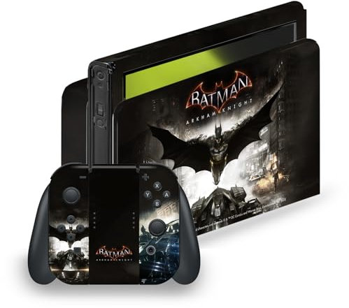 Head Case Designs Offizielle Batman Arkham Knight Schluessel Kunst Grafiken Vinyl Haut Gaming Aufkleber Abziehbild Abdeckung kompatibel mit Nintendo Switch OLED Bundle