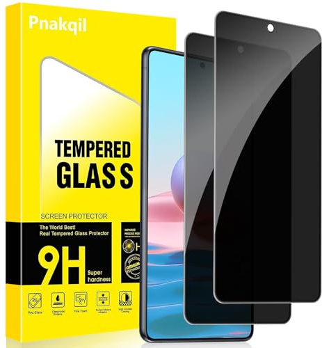 Pnakqil Protector Pantalla de Privacidad para Xiaomi Poco X3 NFC/X3/X3 Pro Cristal Templado,Vidrio Película Antiespia Anti-Spy,Dureza 9H Antiarañazos Sin Burbujas Privacy Screen Protector 2 Piezas