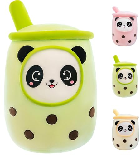 Aiuidun Bubble Tea gosedjur, Boba mjukisdjur, plyschkudde, leksak, mjuk kramkudde, present för barn, flickor, pojkar, (panda-grön, 50 cm)