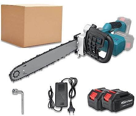 ARTGOS 16 Pollici 2500W Motosega elettrica Senza Fili 2 Batteria ad Alta Potenza Motore Macchina for Utensili da Taglio for la Lavorazione del Legno Tagliaerba (Color : 2 Battery, Size : R)