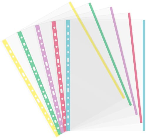 Grafoplas Lot de 25 pochettes perforées avec bord pastel Format Folio Finition verre Dos renforcé Polypropylène Extra Idéal pour l'école et le bureau