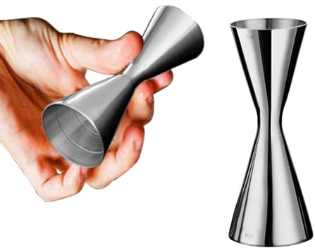 Cocktail Messbecher, Edelstahl Barmaß aus Edelstahl Spirituosen Messbecher, 30/45 ml Doppel Messbecher für Bar Party Wein Cocktail Drink Shaker (Siler 30/45ml)