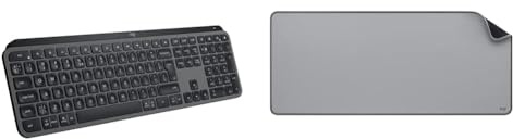 Logitech MX Keys S, Tastiera Wireless, Profilo Basso, Tasti Programmabili, Retroilluminazione & Desk Mat - Studio Series, Multifunzione, Tappetino per Mouse Esteso