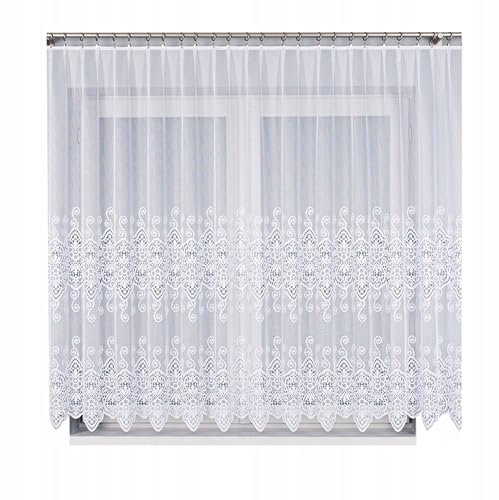 Gardinen Vorhangen Weiß 600x160 cm (BxH) Merlot Jacquard Gardinen mit Kräuselband Kurz Lang Scheibengardine Wohnzimmer Vorhänge Fertiggardine Küchengardinen Kurzstores Stores Transparent