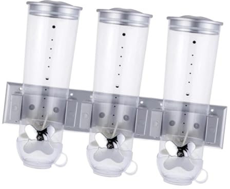 Dispensadores de productos secos de montaje en pared, contenedor triple indispensable de cereales para alimentos secos, contenedor triple de cereales, contenedor de almacenamiento de granos de