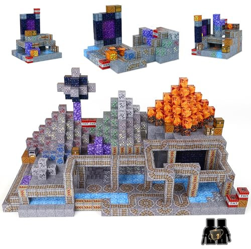 FUXHBFB Magnetische Bausteine 100PCS Magnetwürfel - Magnetbausteine Mine Magnet für Jungen und Mädchen Welt Spielzeug ab 4 Jahre Junge und Magnetic Building Blocks (Bergbau)