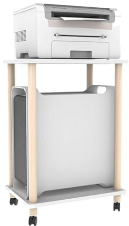FENGJISUN DruckerstäNder Druckertisch 2-stufiger Druckerständer Mit Rädern, Druckerwagen, Holzdruckerregal, PC-Host, Integriertes Lagerregal Für Das Heimbüro Druckerschrank
