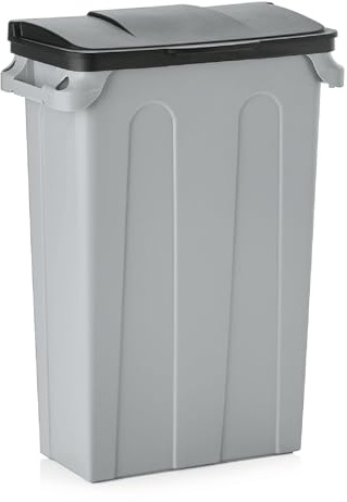MUVELL Cubo de basura – 75 litros + variantes de tapa | 3,6 kg | Cubo de basura gris, cubo de basura para cocina, cubo de basura Gastro, contenedor de basura, 56,5 x 27,9 x 76 cm (con tapa plegable)