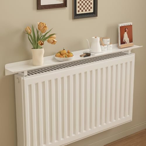 Schlanke Heizkörperregal, 2-In-1 Staubdichte Aufbewahrung Heizkörperverkleidung 40-200CM Heizungsregal Aluminium Toilettenregal TragfäHigkeit 25KG,W:15cm,L：100cm