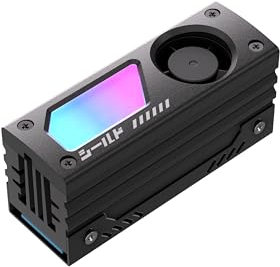 EZDIY-FAB Shield ARGB M.2 SSD Heatsink with Build-in 20mm PWM Fan, Premium Aluminum Design,5V 3-Pin ARGB Sync, High-Performance SSD Cooler for M.2 2280-Black-1 Pack