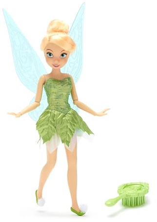 Disney Store Official - Peter Pan - Tinkerbell - Klassische Puppe - 25 cm/10 - Voll bewegliche Disney Feen Puppe im eleganten Outfit mit detaillierten Flügeln - Mit Spielzeughaarbürste - Ab 3 Jahren